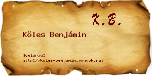 Köles Benjámin névjegykártya
