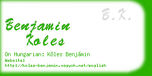 benjamin koles business card