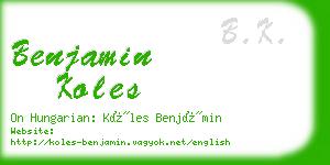 benjamin koles business card